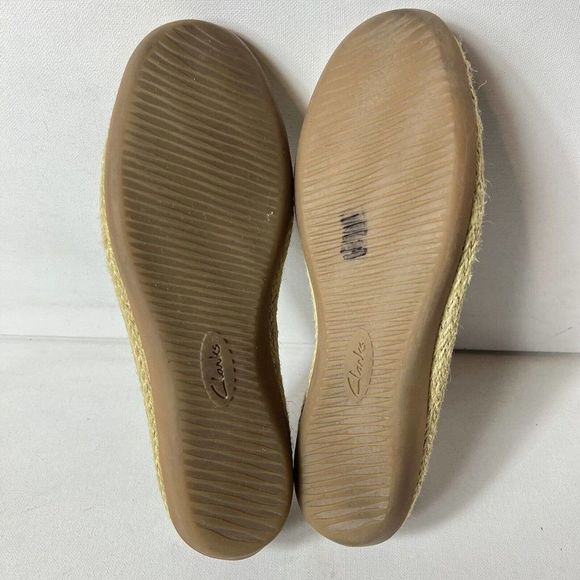Clarks Womens Flats Pewter Leather Loafer Shoes Size 8W Perforated Espadrille - Picture 11 of 11
